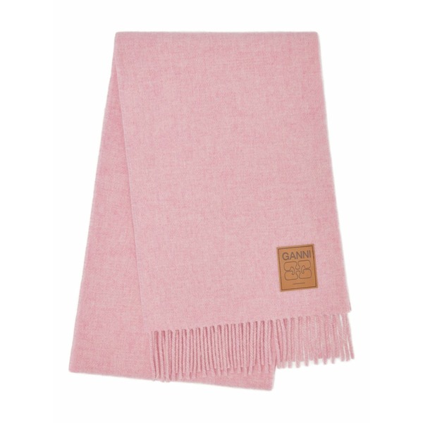 ガニー レディース マフラー・ストール・スカーフ アクセサリー Logo-patch fringed scarf Pink｜asty