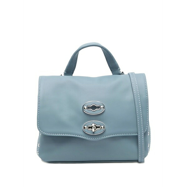 ザネラート レディース クラッチペダル御徒面子 御徒面子 Postina stud embellishment top handle bag Blue