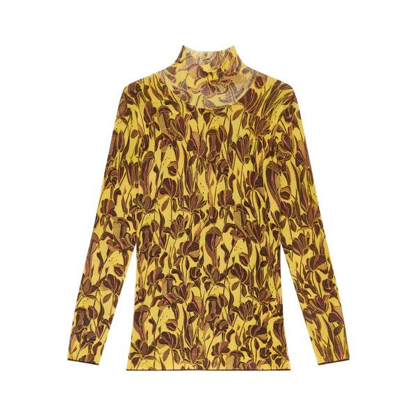 マリパルミ レディース ティーシャツ トップス Floral-print turtleneck top  Yellow トップス-Tシャツ・カットソー