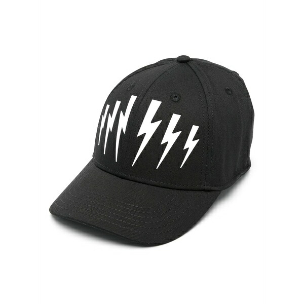 ニールバレット メンズ 帽子 アクセサリー Thunderbolt-print cap Black｜asty