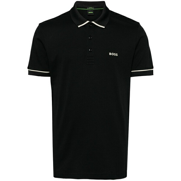 ボス メンズ ポロシャツ トップス Interlock-weave polo shirt Black｜asty