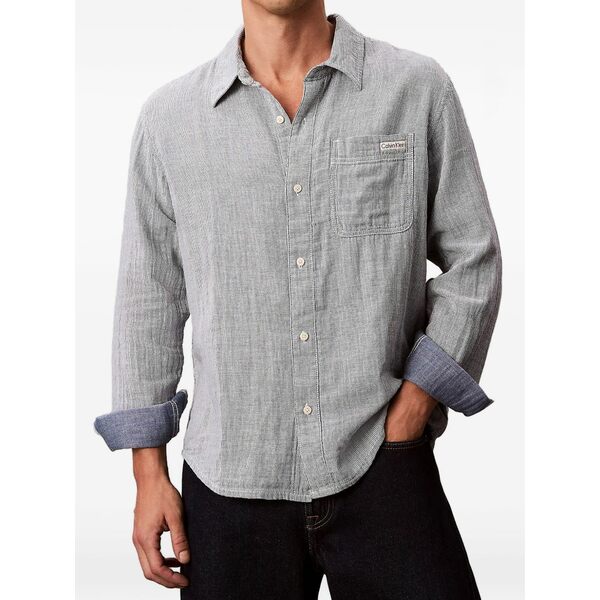カルバンクライン メンズ シャツ トップス Striped shirt Blue｜asty