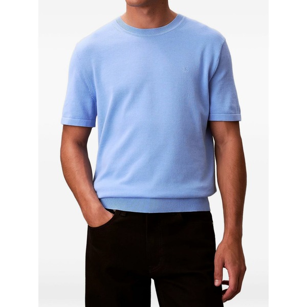 カルバンクライン メンズ 編み物\u0026プルオーバー アウター Pima logo sweater Blue