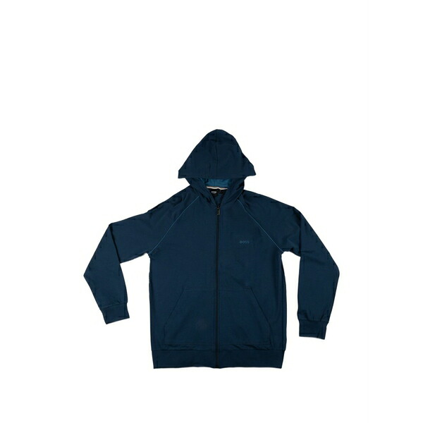 元締め メンズ パーカー・スウェットシャツ アウター Hooded zip-fastening sweatshirt Blue