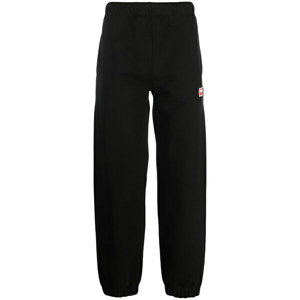 ケンゾー メンズ カジュアルパンツ ボトムス Logo-embroidered tapered track pants Black｜asty