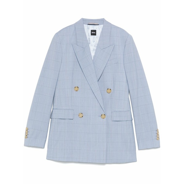 ボス レディース ジャケット＆ブルゾン アウター Checked wool blazer Blue｜asty