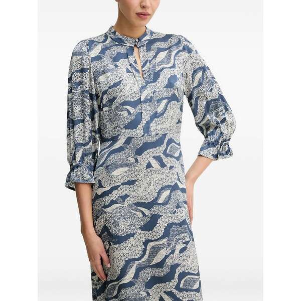 ブルンスバザー レディース ワンピース トップス Puff-sleeve abstract-print dress Blue｜asty