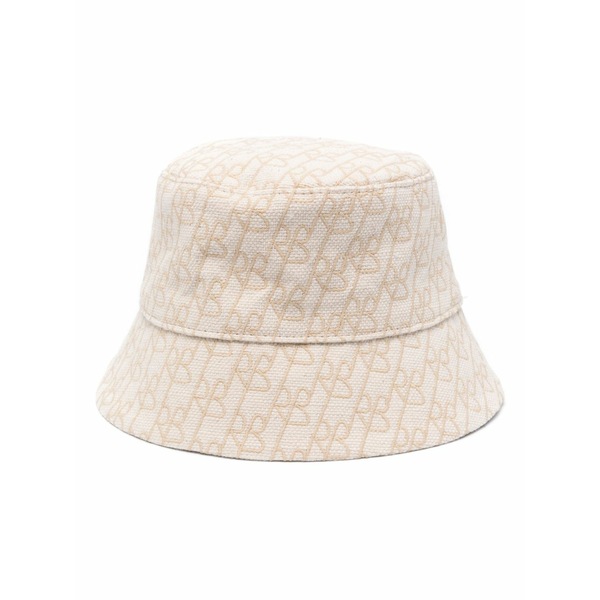ラスランバジンスキー レディース かぶり笠 添え物 Monogram-pattern bucket hat  Neutrals