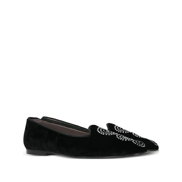 カスタニエール レディース スリッポン・ローファー シューズ Stud-embellishments velvet loafers Black