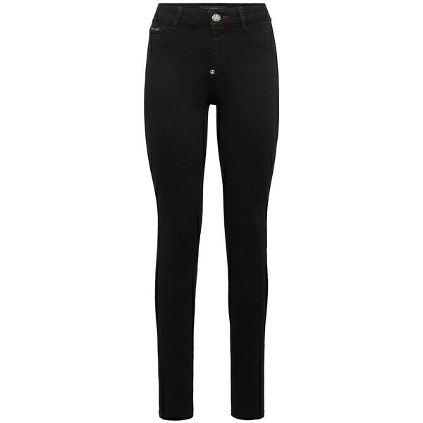 フィリッププレイン レディース デニムパンツ ボトムス Logo-plaque skinny-cut jeans Black｜asty