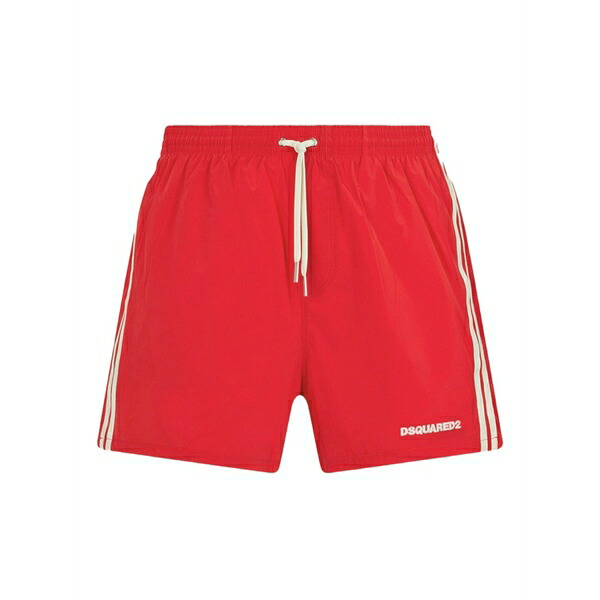 ディースクエアード メンズ カジュアルパンツ ボトムス Logo-print swim shorts Red|asty