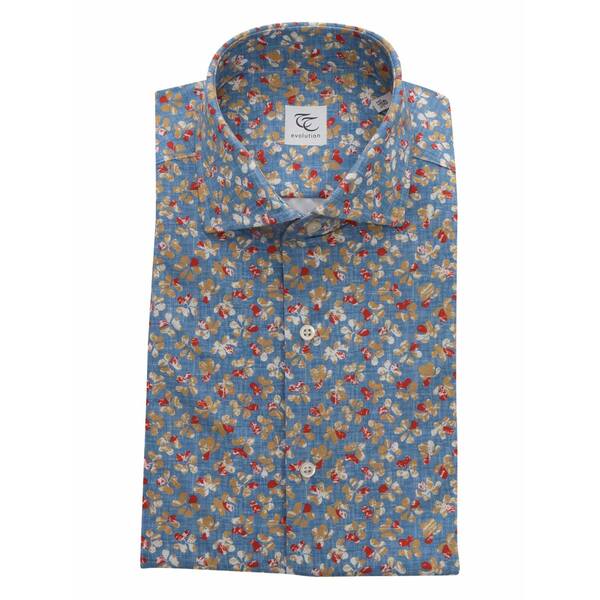 サンリサ メンズ プルオーバー トップス Floral-print shirt Blue