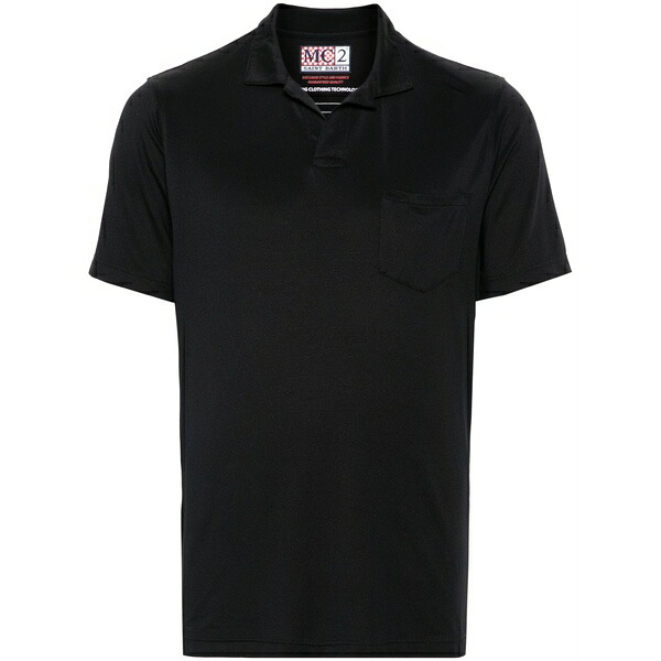 エムシーツーセイントバース メンズ ポロシャツ トップス Stretch-jersey polo shirt Black｜asty