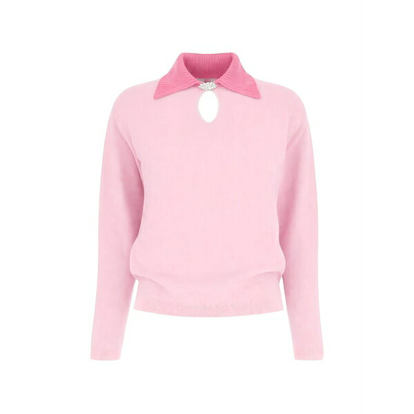 バリー レディース 編み物\u0026スウェーター アウター Brooch-detail cashmere sweater Pink