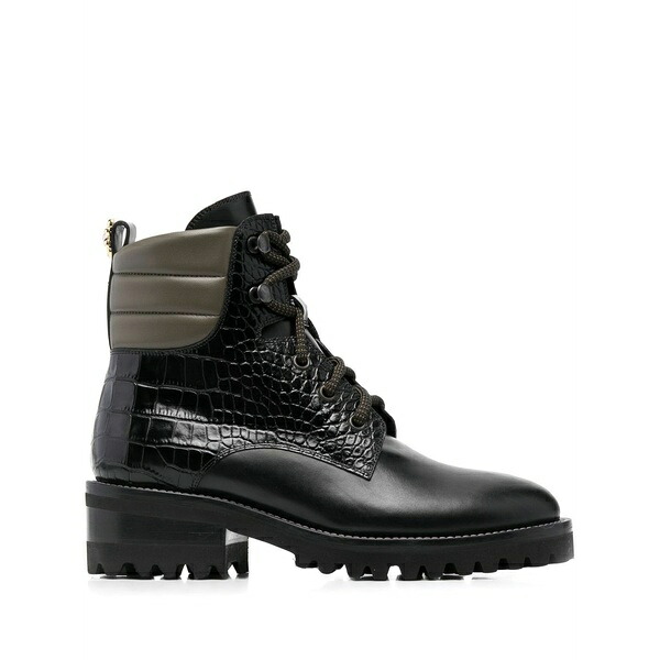 ファブリツィオ ヴィーティ レディース ブーツ シューズ Croco-embossed ankle boots Black
