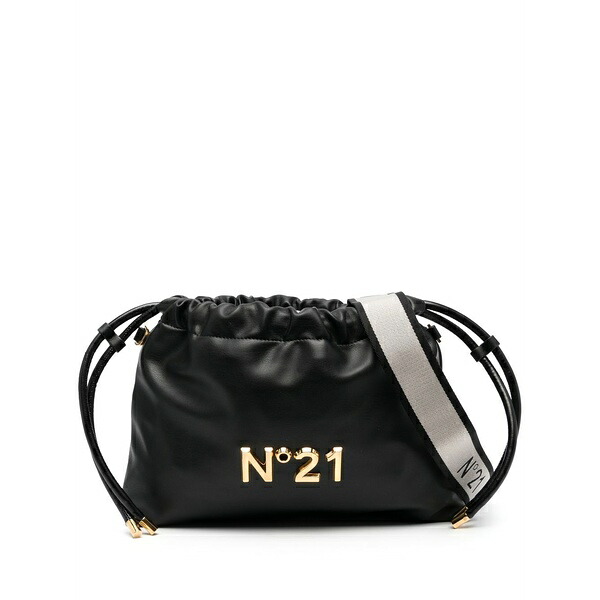 ヌメロ ヴェントゥーノ レディース ショルダーバッグ バッグ Eva logo-plaque drawstring clutch bag Black