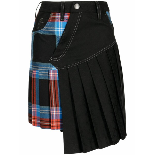 プリンスチャールズ島・ジェフリー レディース スコート ボトムス Asymmetric plaid-check miniskirt Black