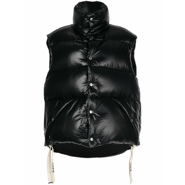 クリスジョイ メンズ ジャケット&ブルゾン アウター Logo-tape shiny puffer gilet Black|asty