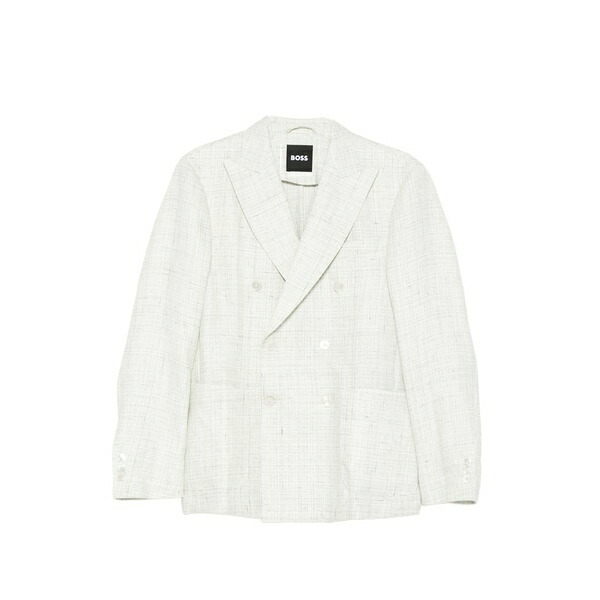 ボス メンズ ジャケット&ブルゾン アウター Double-breasted blazer Neutrals|asty