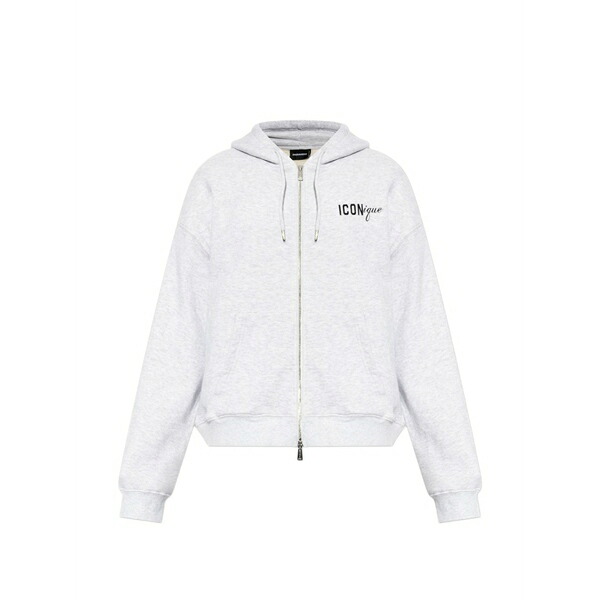 ディースクエアード メンズ パーカー・スウェットシャツ アウター Graphic-print zip-up hoodie Grey