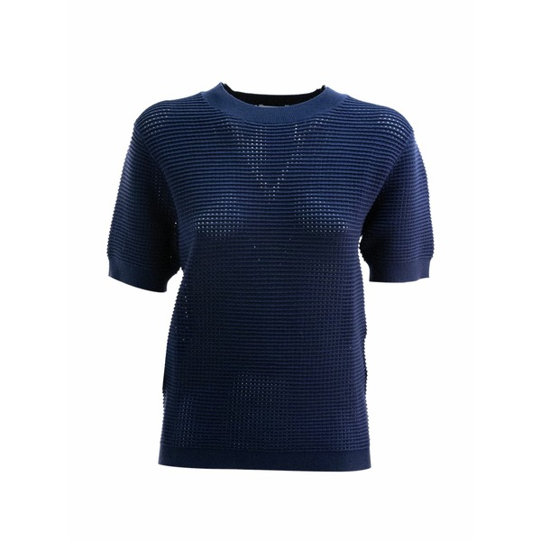 パロッシュ レディース プルオーバー トップス Waffle-knit short-sleeve t-shirt  Blue