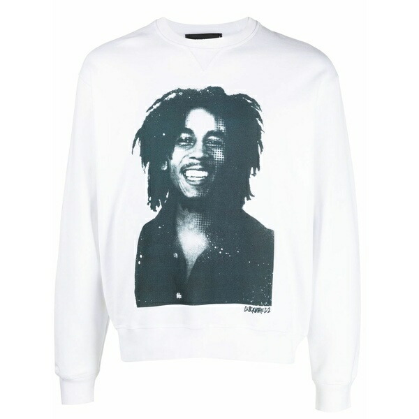 ディースクエアード メンズ パーカー・スウェットシャツ アウター Bob marley print sweatshirt White