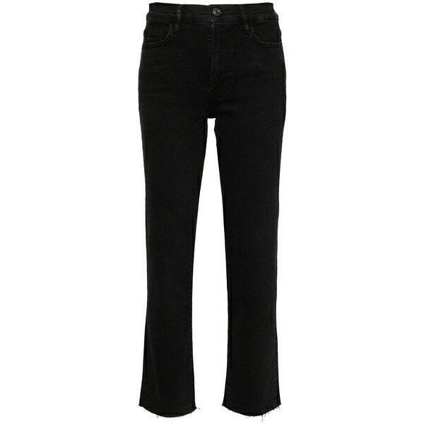 フレーム レディース デニムパンツ ボトムス High-rise straight-leg jeans Black｜asty