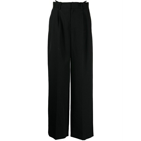 アレキサンダーワン レディース カジュアルパンツ ボトムス Logo-embellished layered wide-leg trousers Black|asty