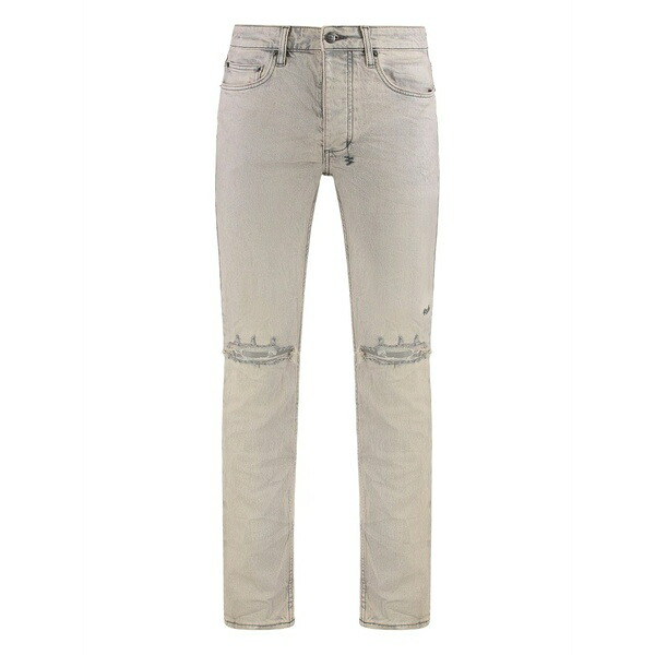 スビ メンズ デニムパンツ ボトムス Distressed-effect jeans Grey|asty