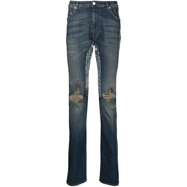 アルケミスト メンズ デニムパンツ ボトムス Bandana-print straight-leg jeans Blue|asty