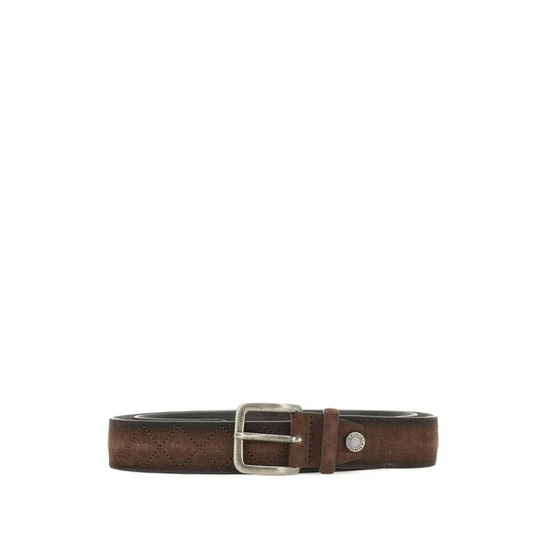 ジャンニ・キアリーニ メンズ ベルト アクセサリー Quilted suede belt Brown｜asty