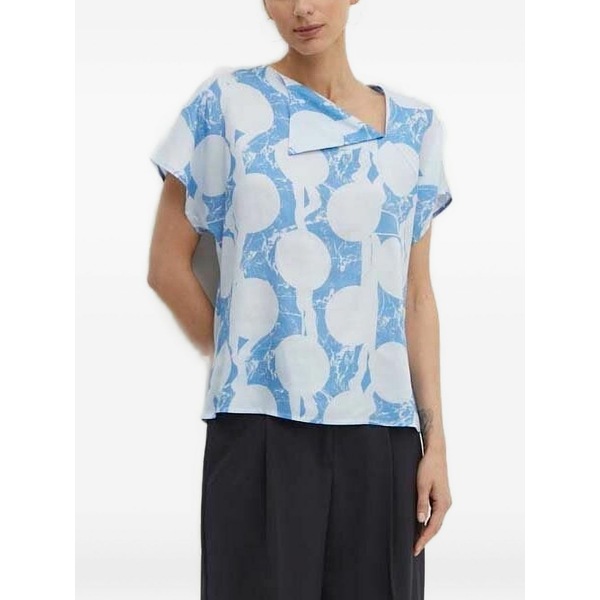 タイガー オブ スウェーデン レディース シャツ トップス Abstract-print short-sleeved blouse Blue｜asty 39,520円