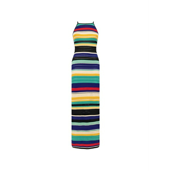 ラネウス レディース ワンピース トップス Striped-pattern knitted dress Blue|asty