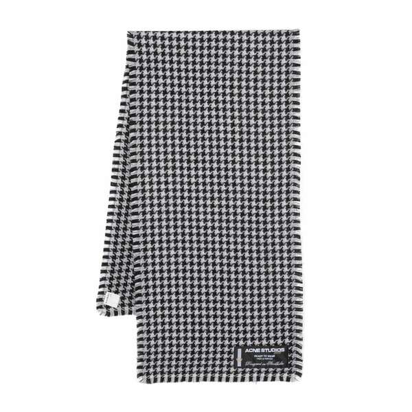 アクネ ストゥディオズ メンズ えり巻き・袈裟・えり巻き 添え物 Houndstooth frayed-trim scarf  White