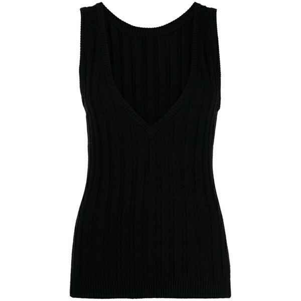 カシミア イン ラブ レディース カットソー トップス Mara v-back tank top Black｜asty
