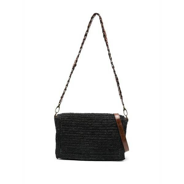 アイビリーブ レディース ショルダーバッグ 御徒面子 Asa raffia shoulder bag Black
