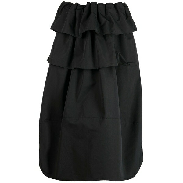 ゴエンジェイ レディース スカート ボトムス Ruffled midi skirt Black｜asty