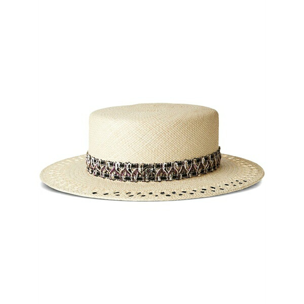 メゾンミッシェル  レディース 鳥打ち帽 付属物 Kiki straw canotier hat Neutrals