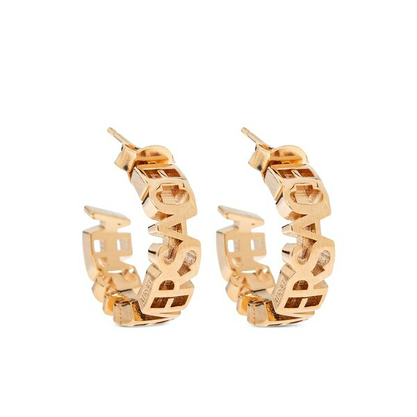 ヴェルサーチ メンズ ピアス・イヤリング 添え物 Logo-lettering hoop earrings Gold