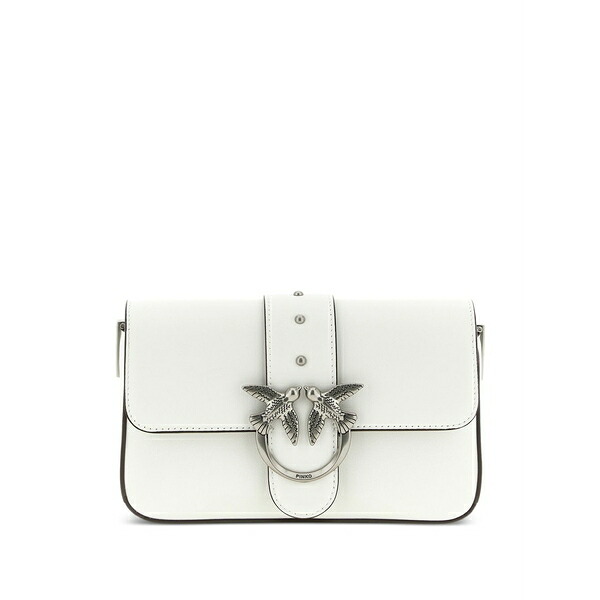 ピンコ レディース ショルダーバッグ 御徒面子 Studs buckle leather shoulder bag White