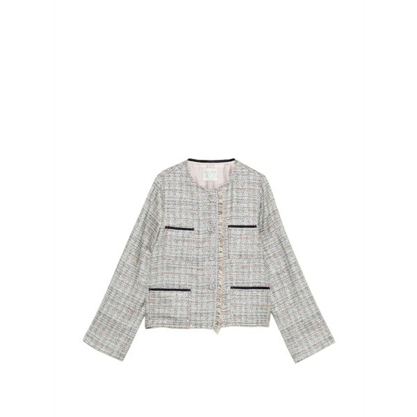フォルテ フォルテ レディース 上衣＆上衣 アウター Fringed-detail jacket Neutrals