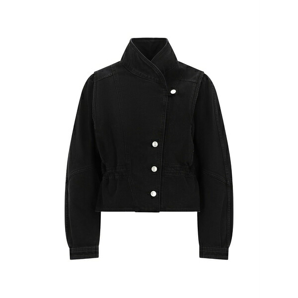 イザ呼びりん マラン レディース 上衣＆上衣 アウター Button-up denim jacket Black コート・ジャケット-レディースファッション