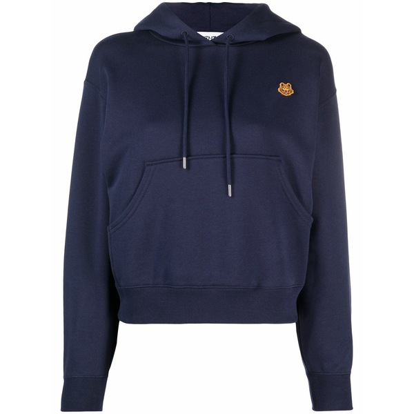 ケンゾー レディース パーカー・スウェットシャツ アウター Tiger patch cotton hoodie Blue
