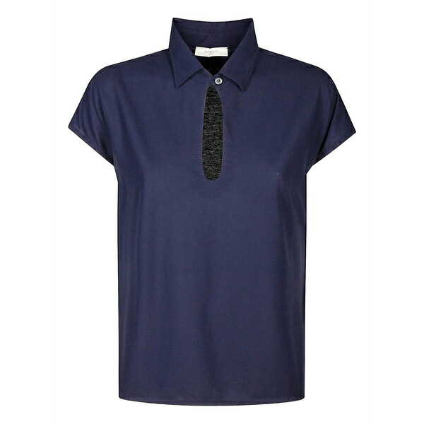ザノーネ レディース スポーツシャツ トップス Keyhole-neckline polo shirt Blue