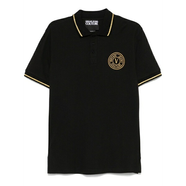 ベルサーチ メンズ ポロシャツ トップス Logo-embroidered polo shirt Black｜asty