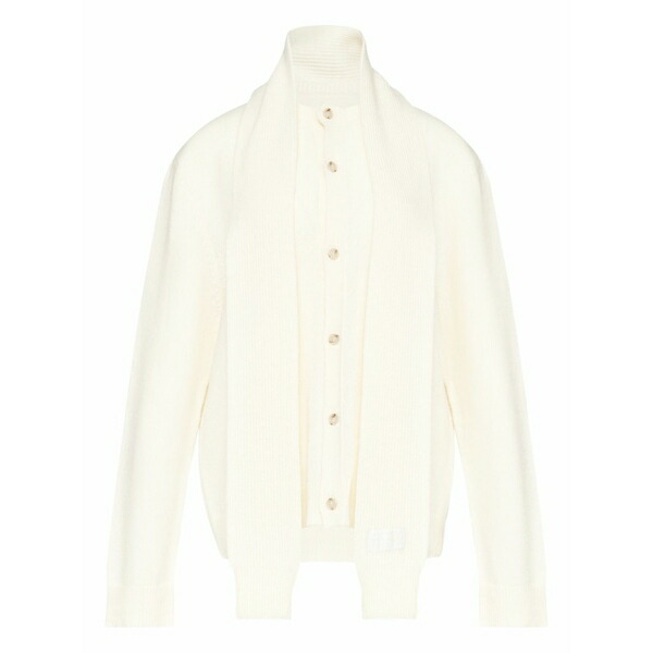 マルタンマルジェラ レディース ジレー アウター Scarf-detail button-up cardigan  Neutrals