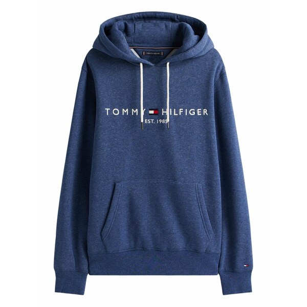 トミー ヒルフィガー メンズ パーカー・スウェットシャツ アウター Logo-embroidered hoodie Blue