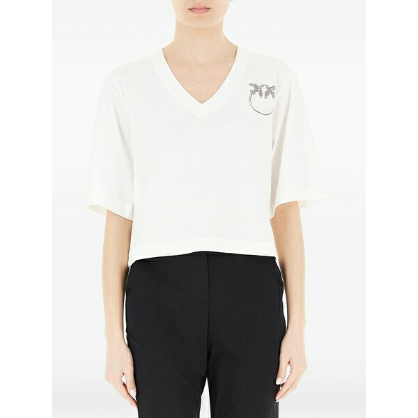 ピンコ レディース ティーシャツ トップス Cotton t-shirt White レディースファッション-トップス