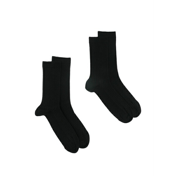 トーテム レディース ソックス アンダーお召しもの Ribbed crew socks (set of two) Black