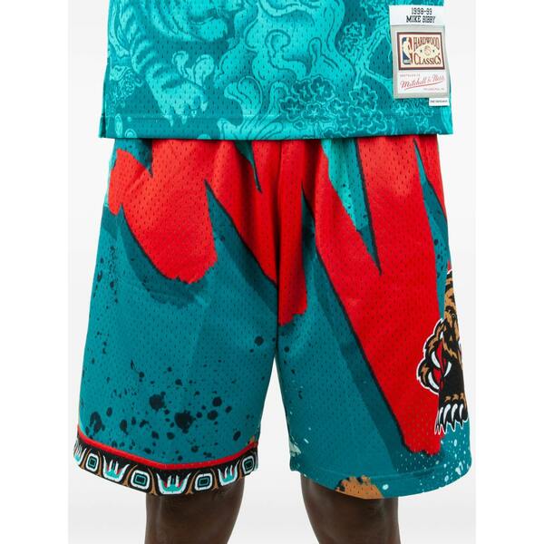 ミッチェル&ネス メンズ カジュアルパンツ ボトムス Grizzly-print mesh shorts Blue｜asty